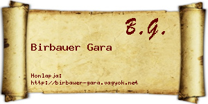 Birbauer Gara névjegykártya